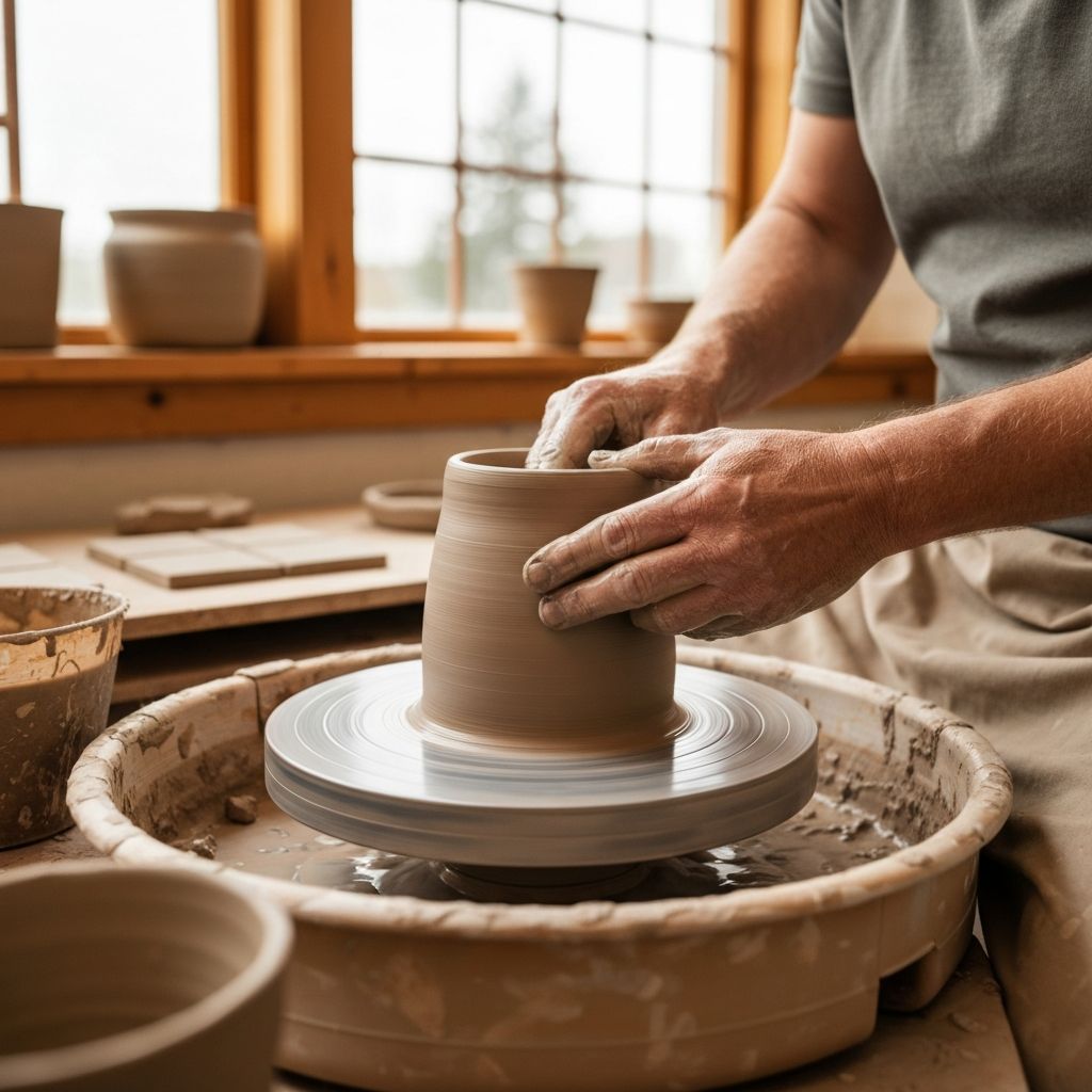Handcrafted tiles being made