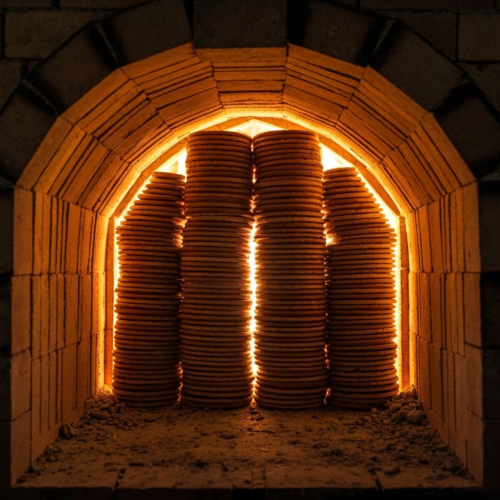 Tiles in traditional kiln